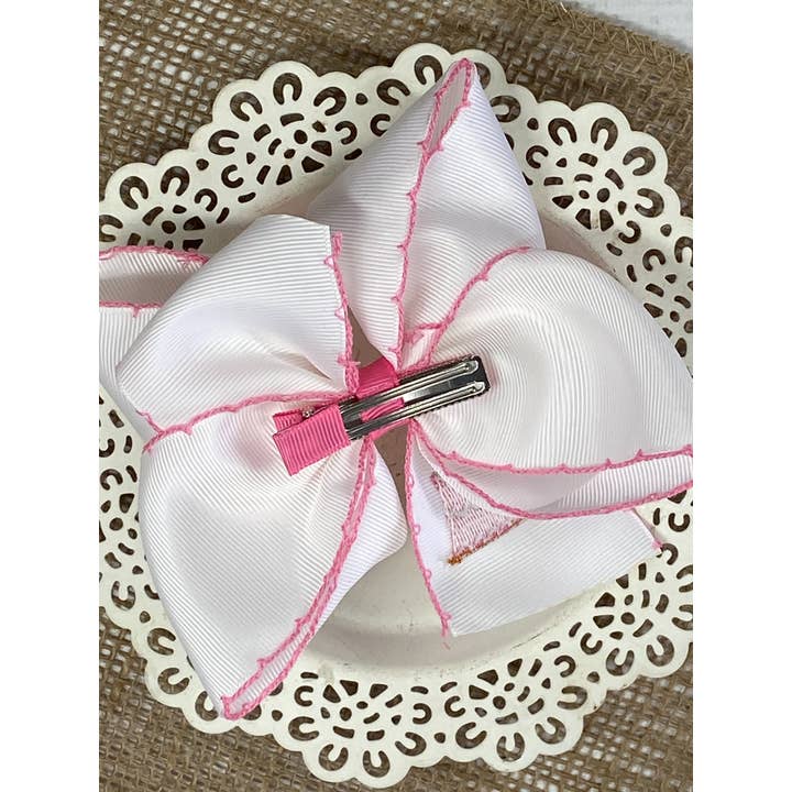 The Hair Bow Company - Wholesale Hair Bow - Kids - Birthday Cake Embroidered Moonstitch Hair Bow