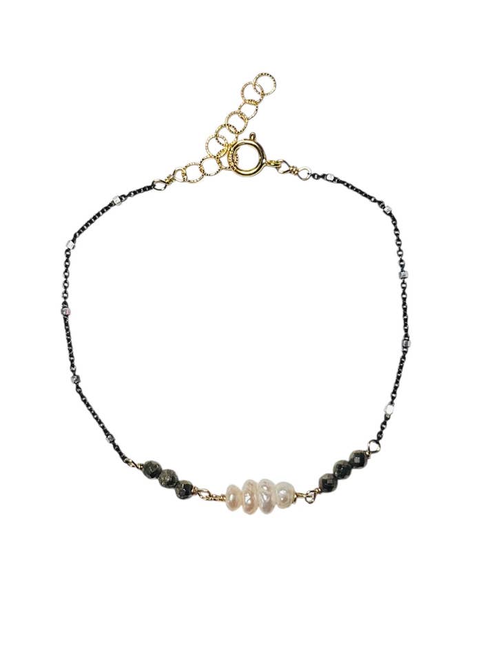 Pulseira de Pérola e Pirita por atacado de Judy Brandon Jewelry