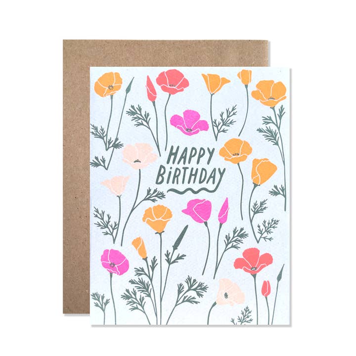 Birthday / HBD California Poppies for wholesale by Hartland Cards