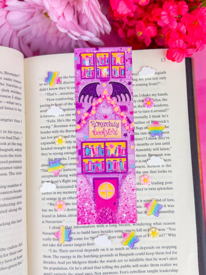 Romantasy Bookstore Bookmark for wholesale by Emily Cromwell Designs