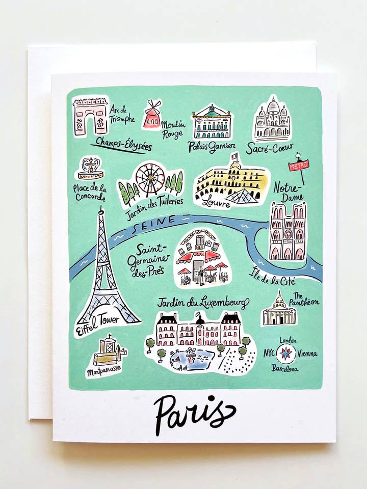 Paris Map Card for wholesale by Little Desk Drawer