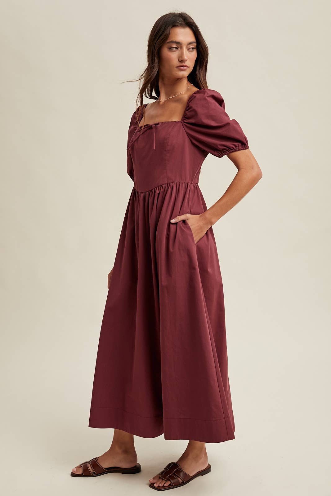 Wishlist Apparel - Vente Robe – femme - ROBE MIDI À MANCHES BOUFFANTES5