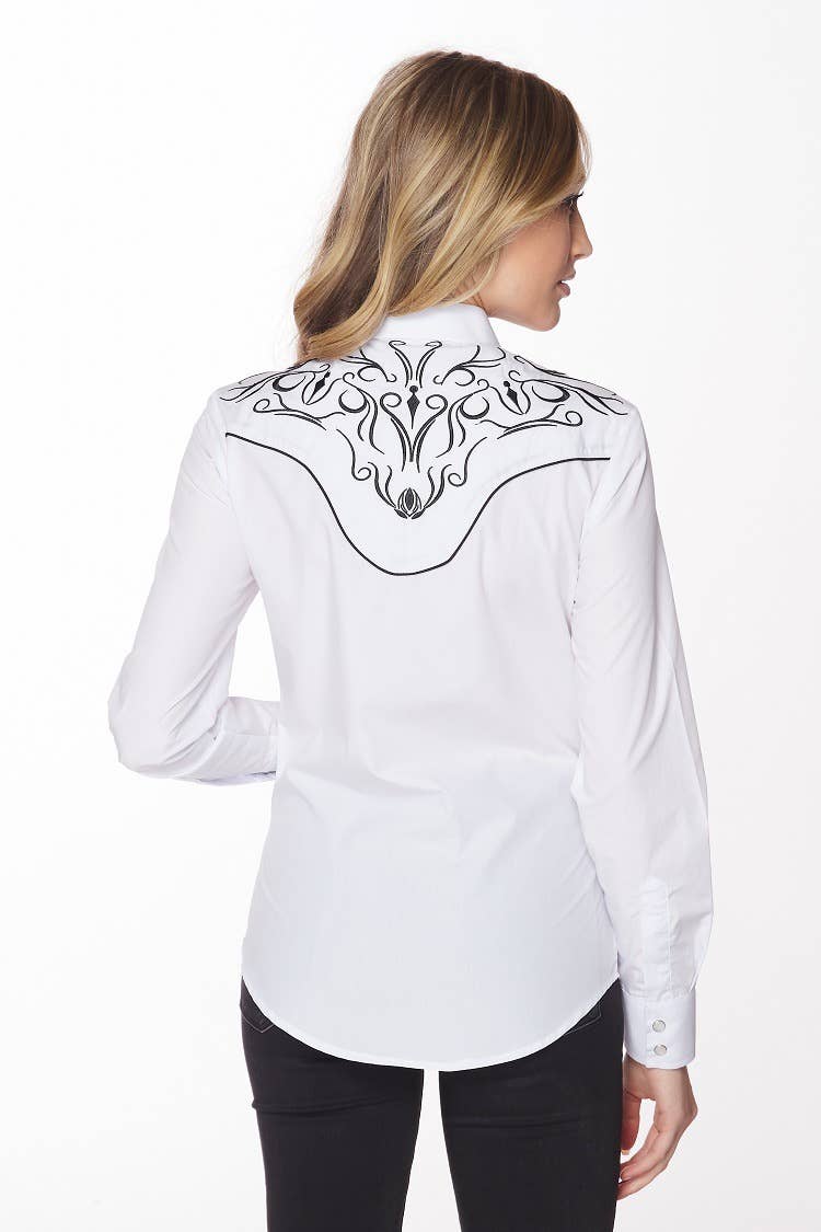 Rodeo Clothing - Vente Chemise à col boutonné – femme - Robe brodée à manches longues d'inspiration western pour femmes67