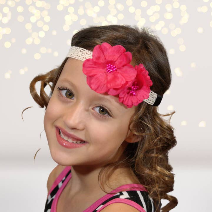 Hippie Girl Crochet Flower Headband for wholesale by Chicky Chicky Bling Bling