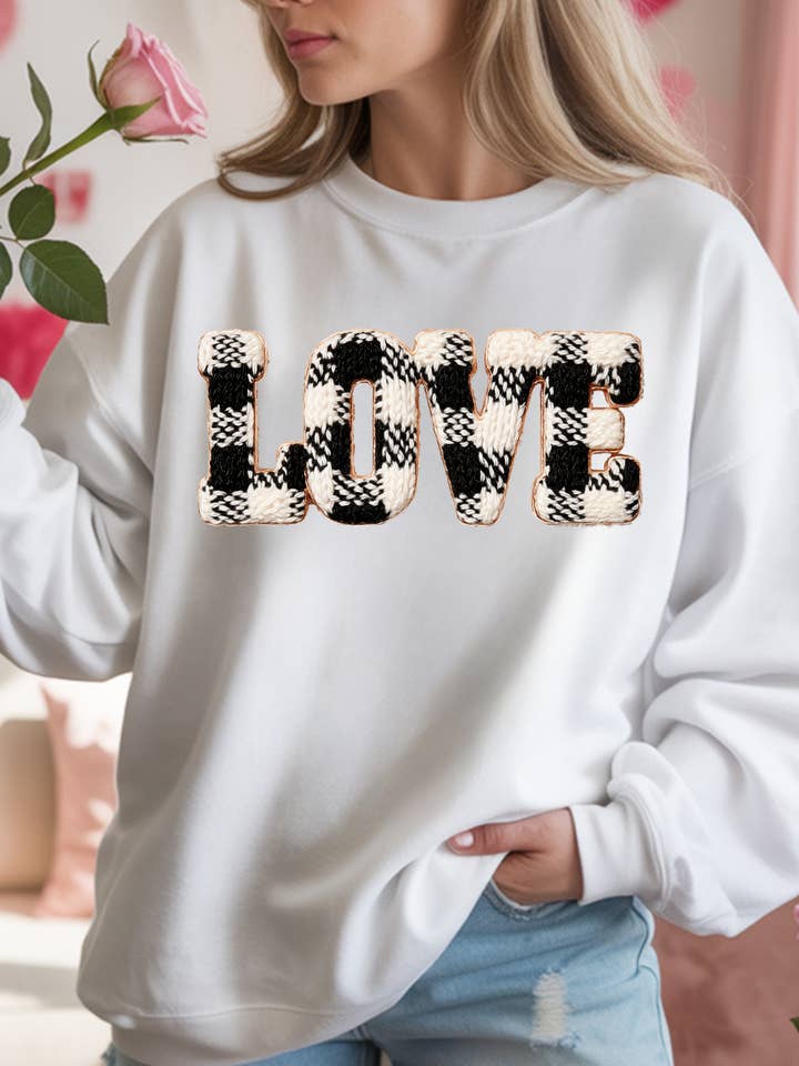 Black and White Plaid Love for wholesale by Forty One Threads Wholesale