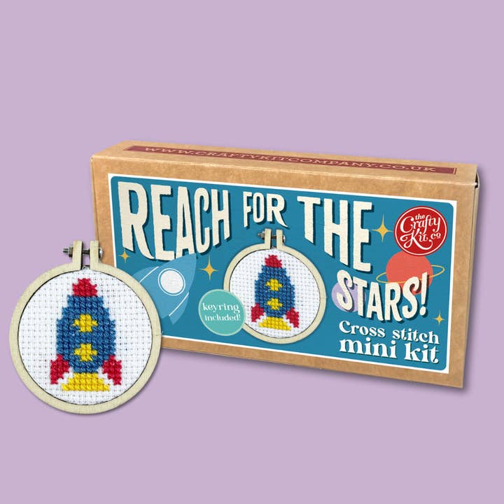 Reach for the Stars! Mini Matchbox Cross Stitch Kit for wholesale by The Crafty Kit Company
