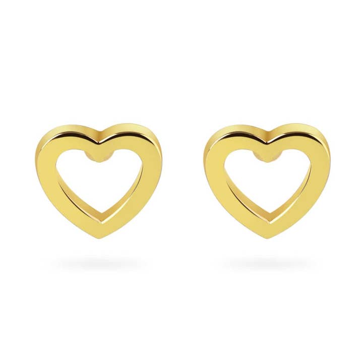 Gold Plated Big Open Heart Stud Earrings por atacado de Juulry