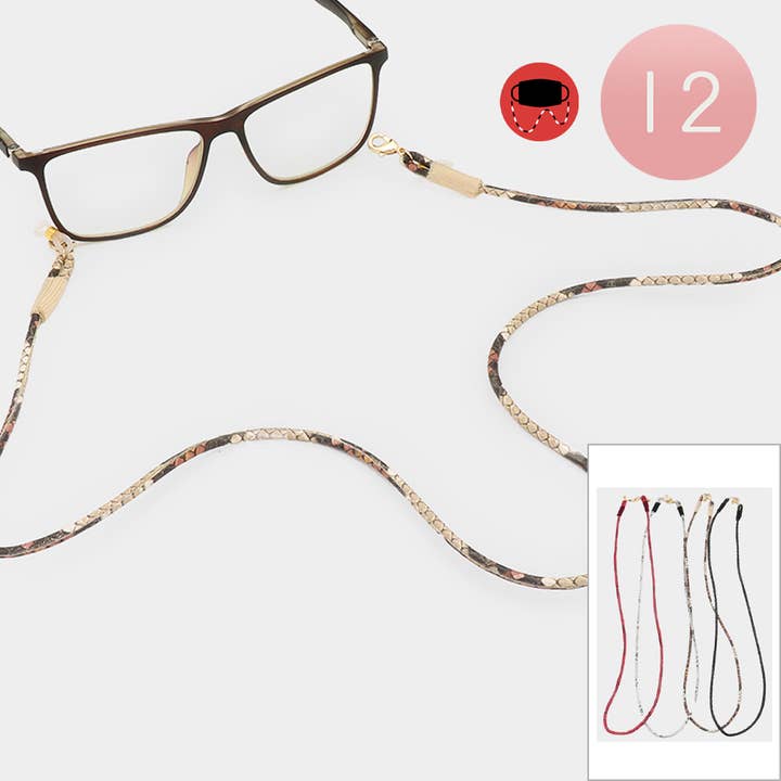 12PCS - Correntes para Máscaras / Óculos com Padrão de Pele de Cobra por atacado de Sensibling Corp.