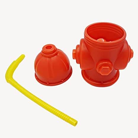 4E's Novelty - Wholesale Drinking Glass/Cup - Kids & Baby - Fire Hydrant Straw Cups With Lids (10 Pack) - 12oz