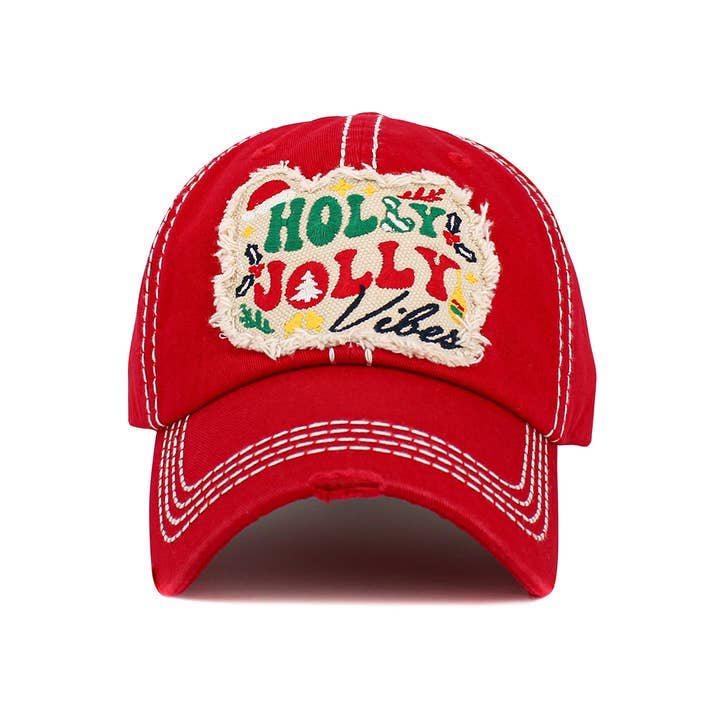 Hana - Wholesale Baseball Cap - Women's - HOLLY JOLLY VIBES Christmas Washed Vintage Baseball Cap7