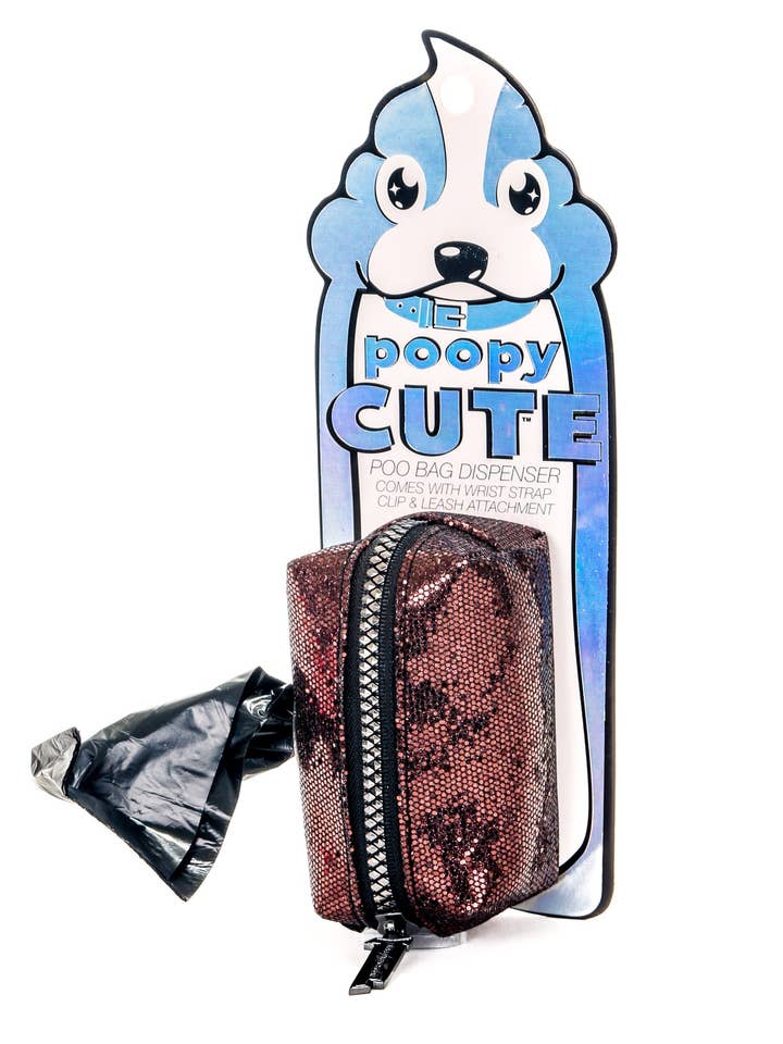 Cute Dog Poop Bag Holder Dispenser | Leash | Glitter Bronze for wholesale by Fydelity