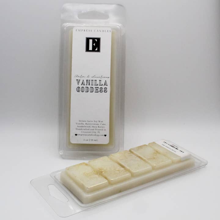 Natural Nontoxic & Vegan Highly Scented Vanilla Sandalwood "Vanilla Goddess" Wax Melts for wholesale by Empress Candles