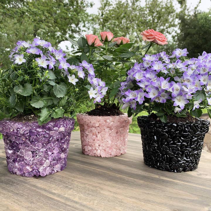 Rock Paradise - Wholesale Plant Pot - Crystal Tumbled Stone Flower Pot - Size #5 (TUM-POT5)