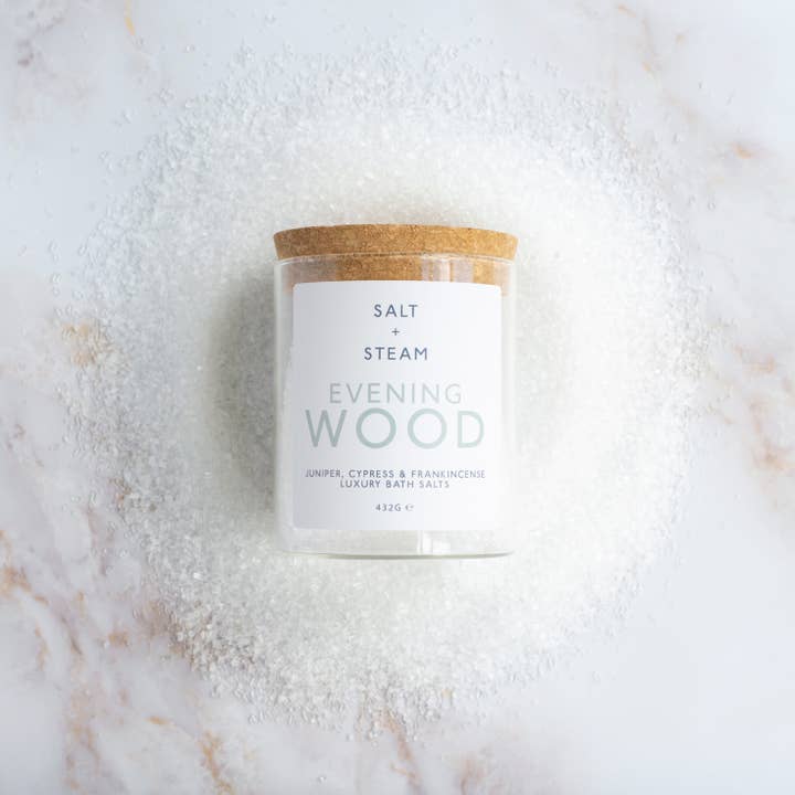 Salt + Steam - Wholesale Bath Salts - Evening Wood - Juniper & Cypress Bath Salts 80g & 432g