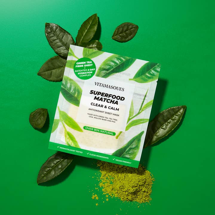 Vitamasques – wholesale Skincare face mask – SUPERFOOD MATCHA CLEAR & CALM ANTIOXIDANT FACE SHEET MASK