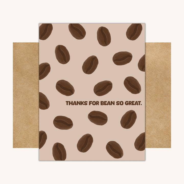Thanks for Bean So Great Coffee Card for wholesale by Kelly Scott Design Co