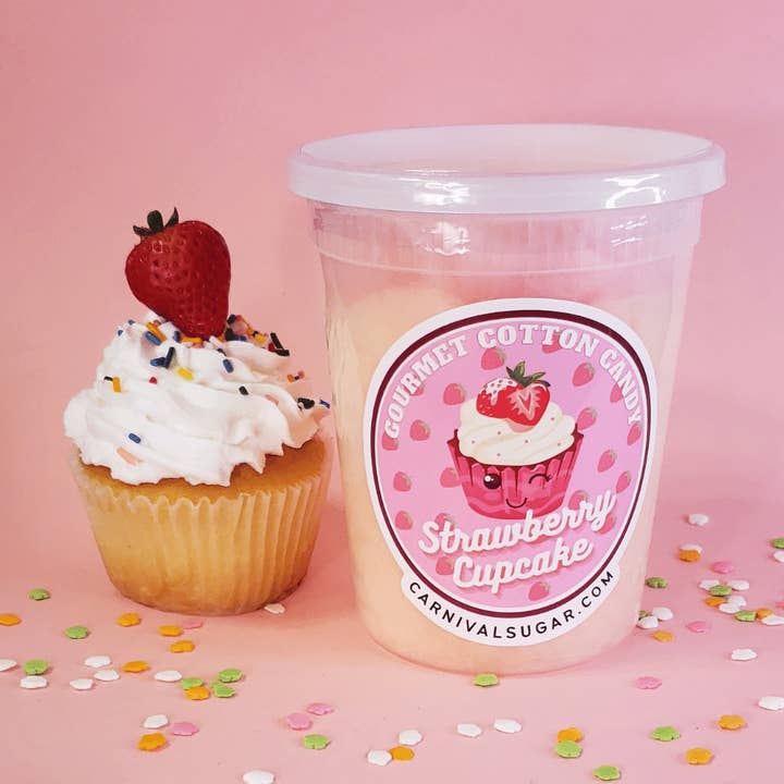 Strawberry Cupcake Gourmet Cotton Candy for wholesale by Carnival Sugar