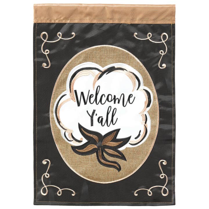 Magnolia - Wholesale Flag - WELCOME Y'ALL COTTON FLAG BURLAP GARDEN