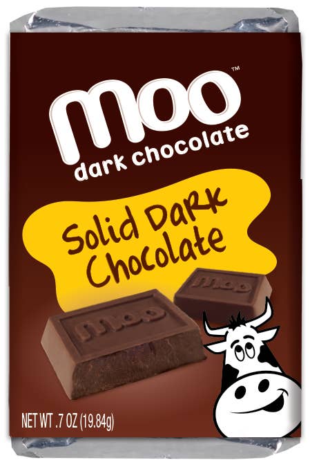 MOO Organic Chocolates - Wholesale Chocolate Bar - Natural Dark Chocolate Mini Bars, 0.7 oz