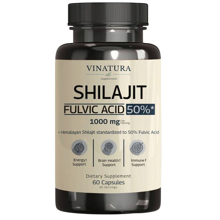 Shilajit Fulvic Acid 50% - 1000mg Pure Shilajit Capsules for wholesale by VINATURA SUPPLEMENTS