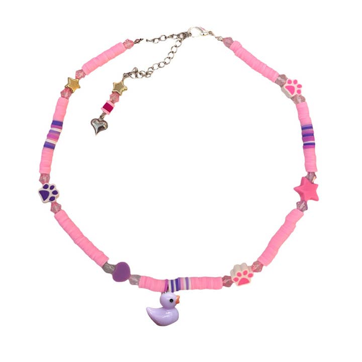 Collier pour chien en perles fait main Little Duck - Rose pour la vente par Puppies & Pom Poms
