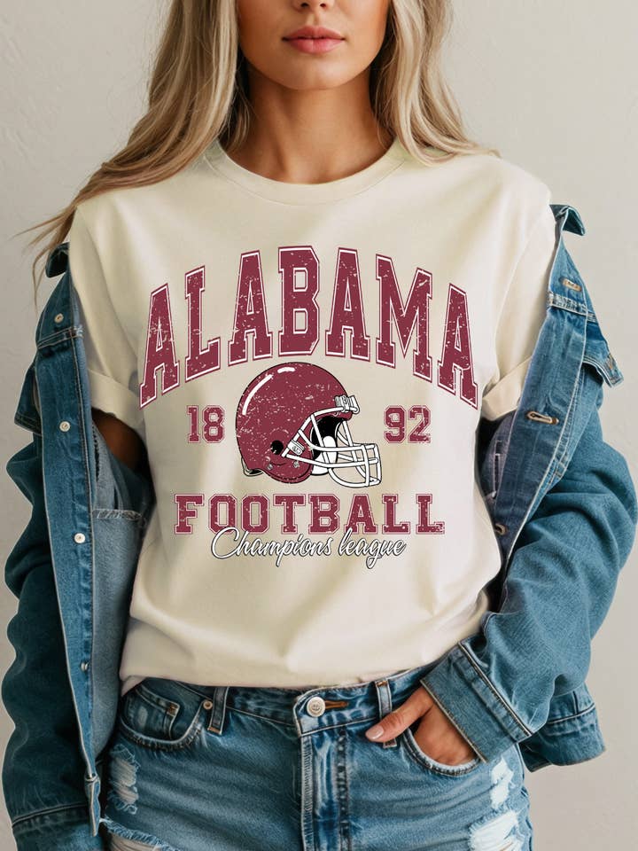 BT2557-T Femme Alabama Football Imprimé Graphique Manches Courtes pour la vente par BouTeeQue Closet