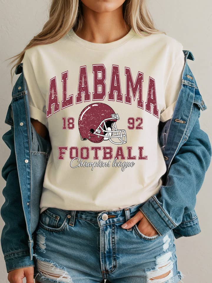 BT2557-T Femme Alabama Football Imprimé Graphique Manches Courtes pour la vente par BouTeeQue Closet