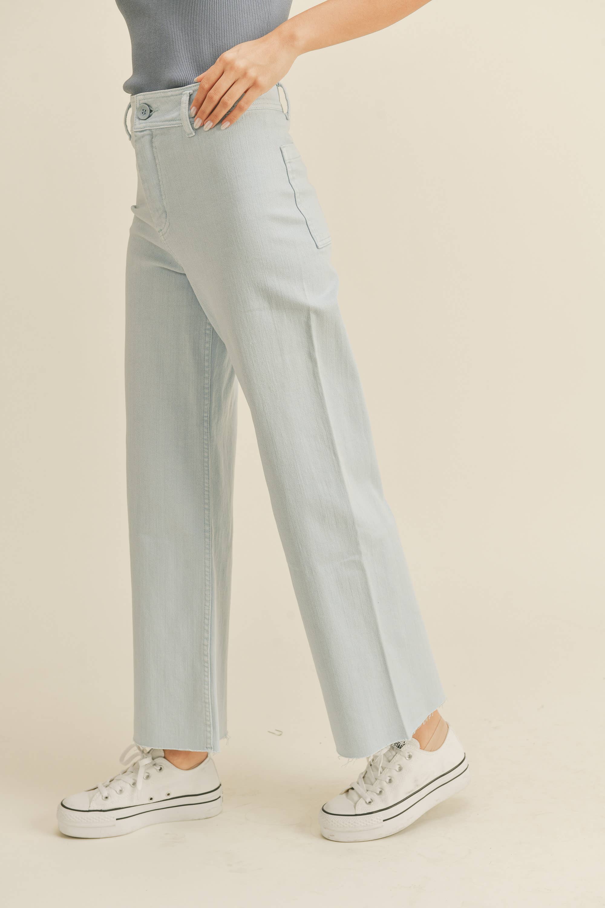 MIOU MUSE - Vente Jean – femme - Pantalon en denim droit à jambes larges MMP6236