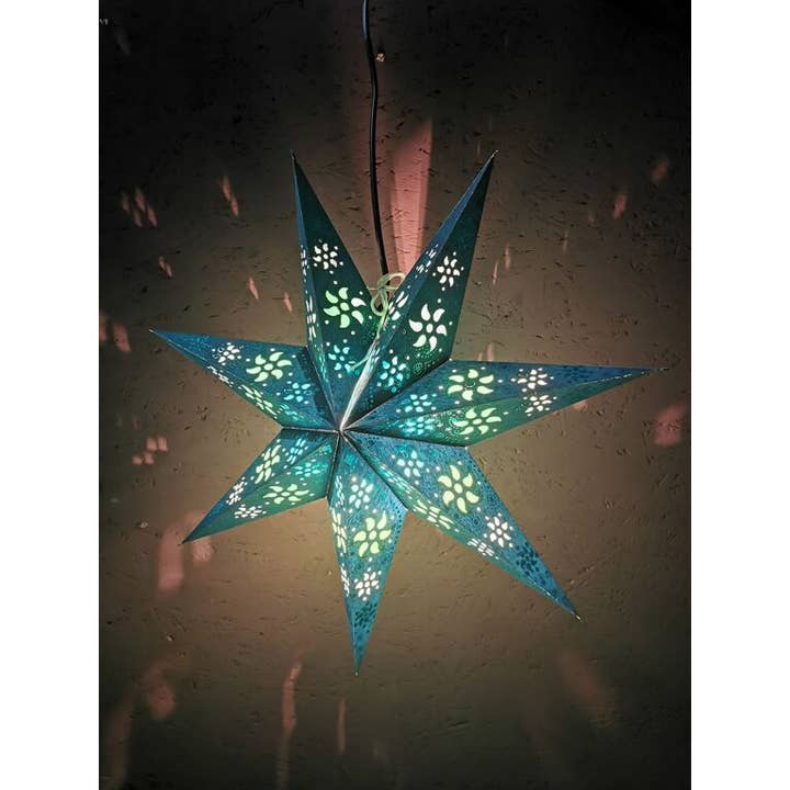 Nature and Style Wohnkultur Import GmbH - Wholesale Paper Lantern/Lamp - Azur Mini 7 Zack paper star with glitter