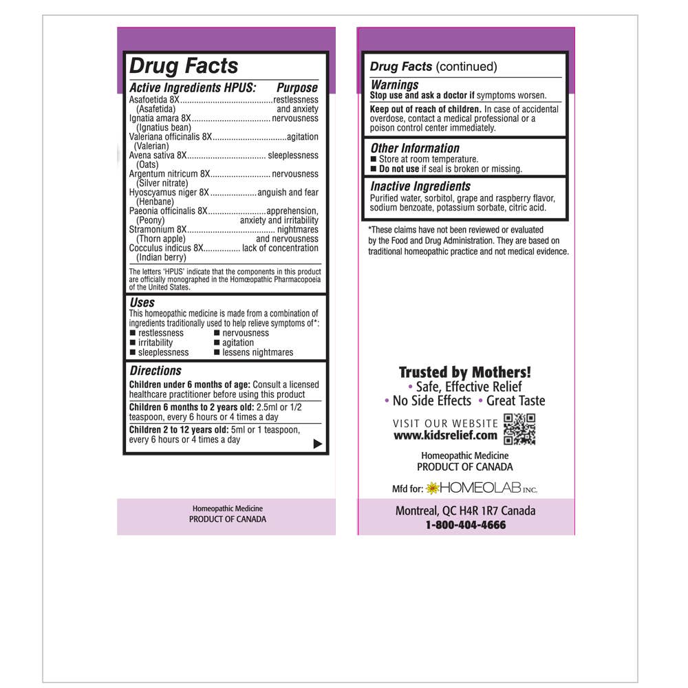 homeolab International Inc - Wholesale Oral Supplement/Vitamin - Kids Relief Calming Effect Syrup for Kids 0-12 Years, 3.4 oz5