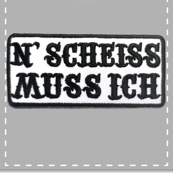 white Iron-on Patch - N SHIT I GOTTA Funny Bikers for wholesale on Faire1