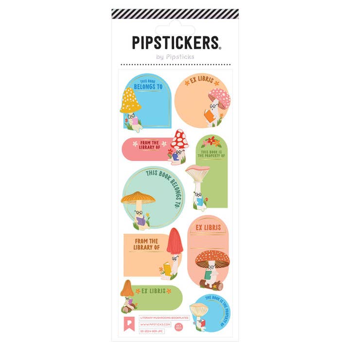 Literary Mushrooms Bookplates for wholesale by Pipsticks