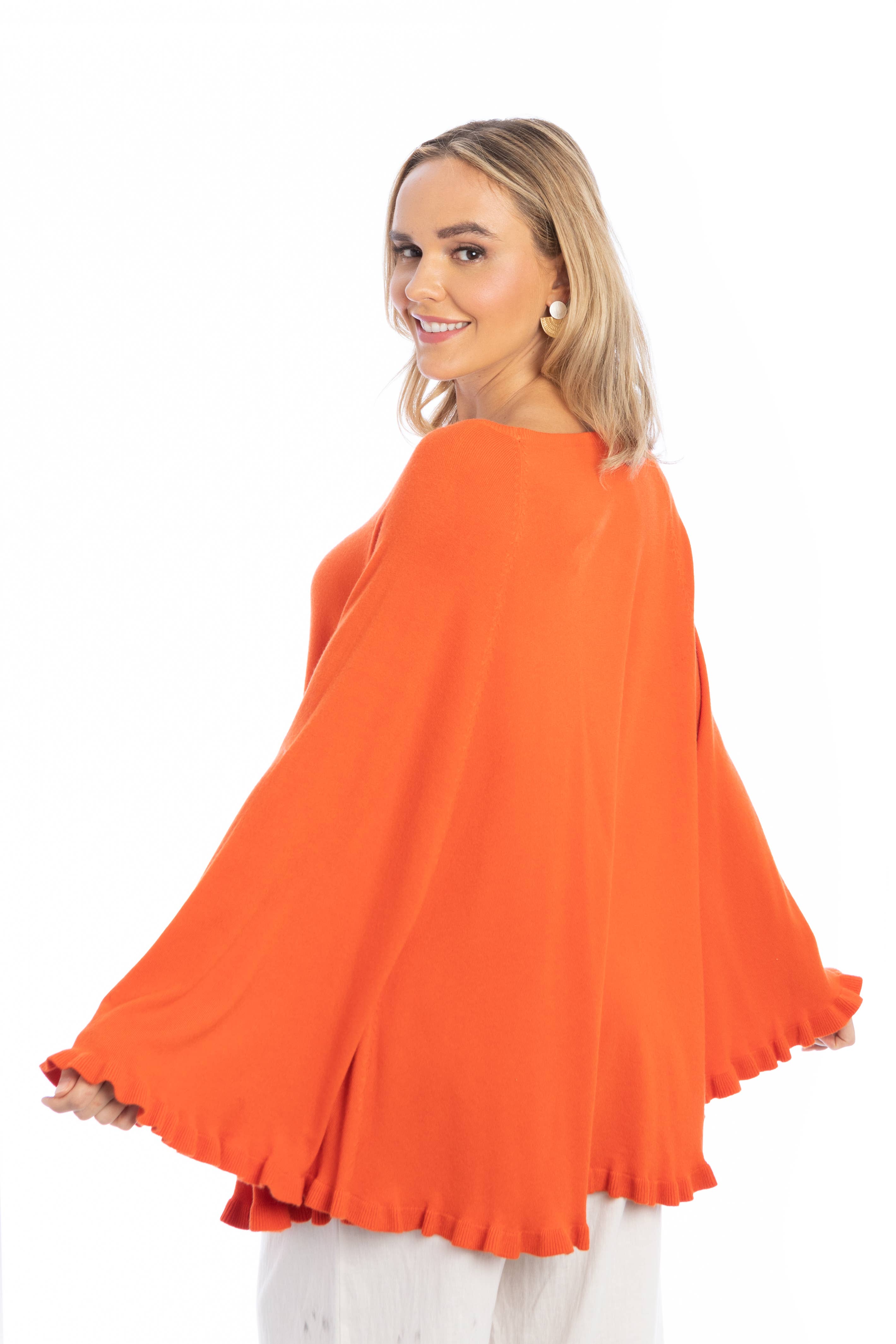SAACHI - Wholesale Poncho - Women's - Talia Ruffled Hem Poncho Sweater18
