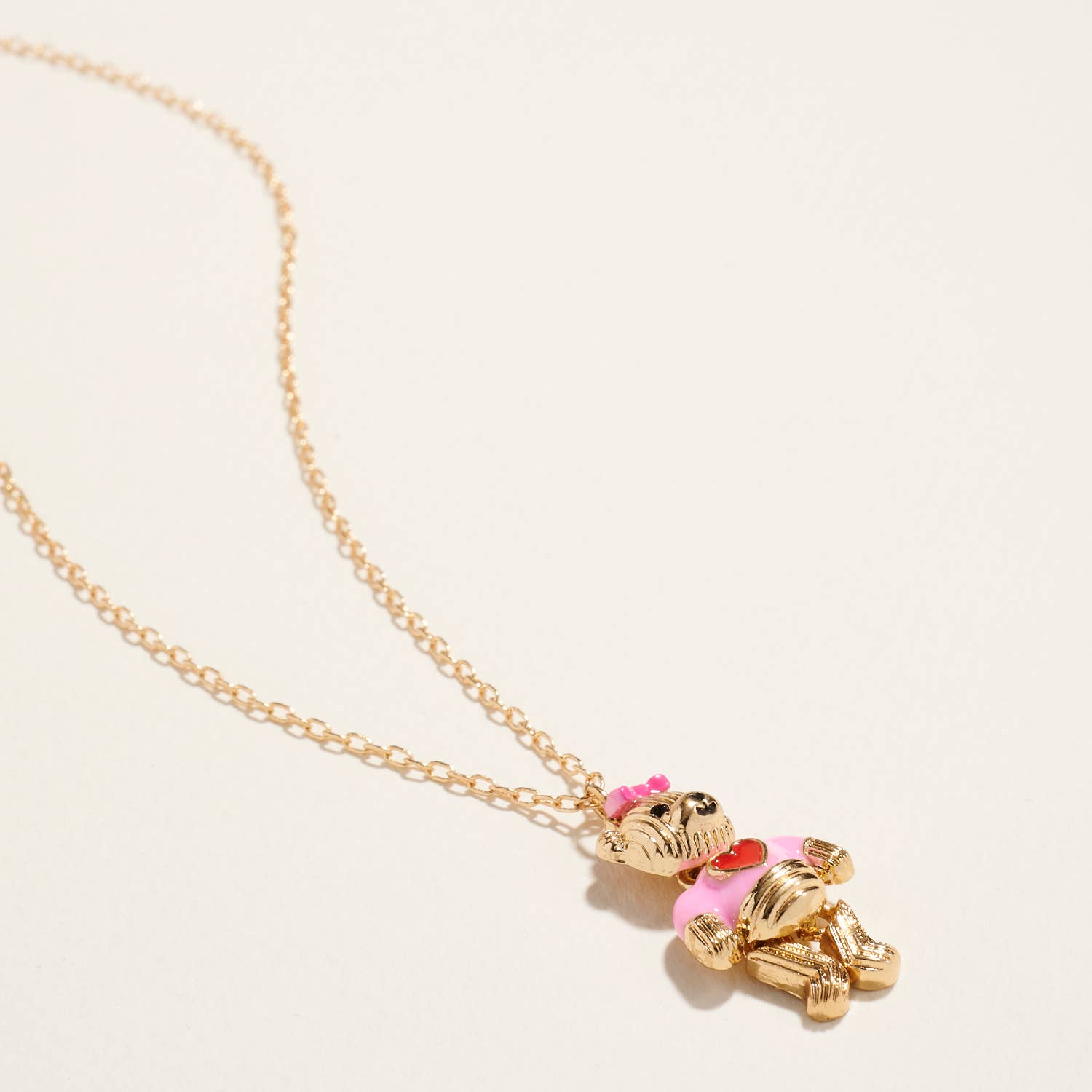 Designature New York - Wholesale Pendant/charm necklace - Valentines Day Teddy Bear Metal Bow Short Necklace0