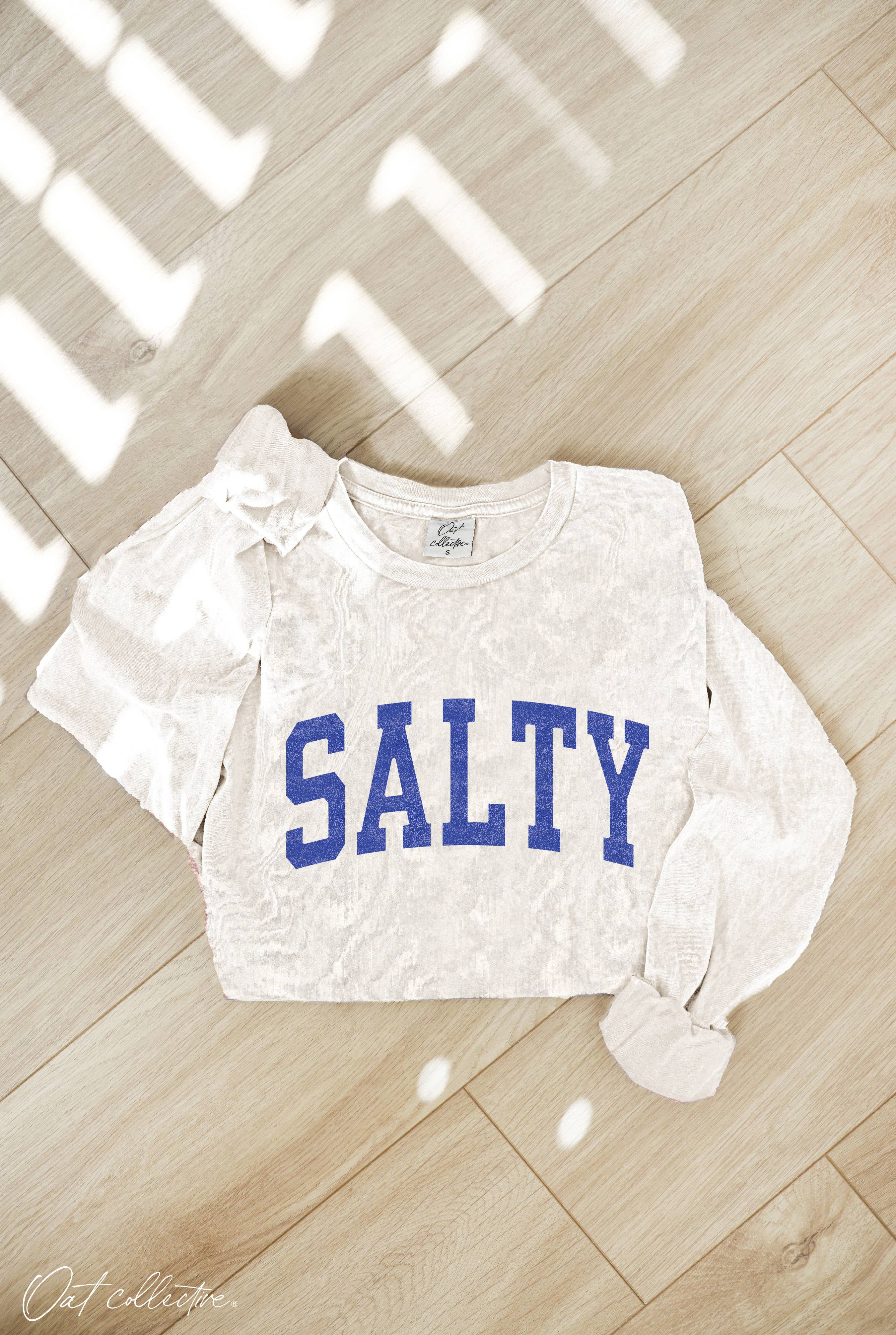 OAT COLLECTIVE - Wholesale T-shirt met print - Dames - SALTY mineralgewassen longsleeve met print1