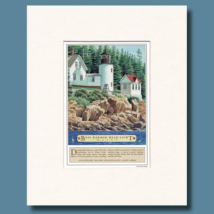 Bass Harbor Head Light ~ Mattierter Druck für den Großhandel von Gaines Graphics