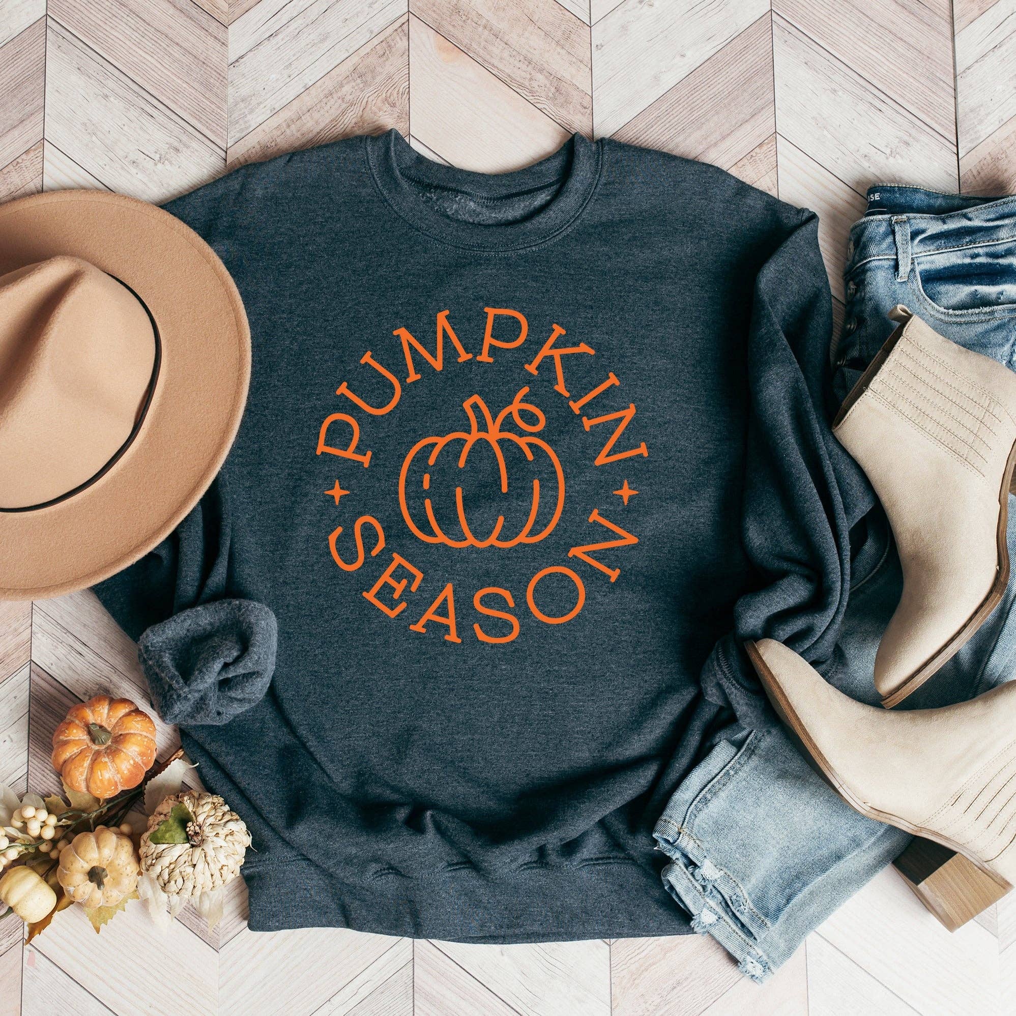 Olive And Ivory Wholesale - Wholesale Graphic Sweatshirt - Women's - Pumpkin Season Circle | Sweatshirt | Fall0