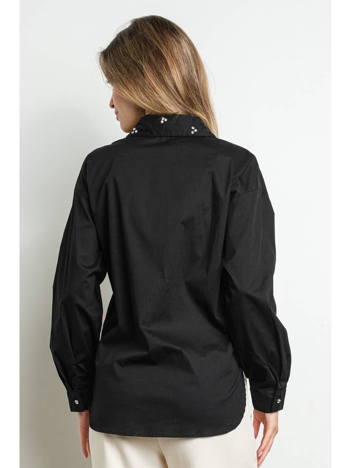 KIWI - Wholesale Buttoned-down shirt – Women's - IT3066 Rhinestone embellished button down shirt8