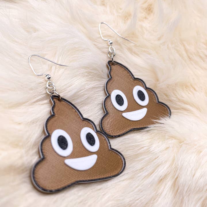 Cute Poop Emoji dangle earrings | kawaii, funny for wholesale by Dot's Cuties