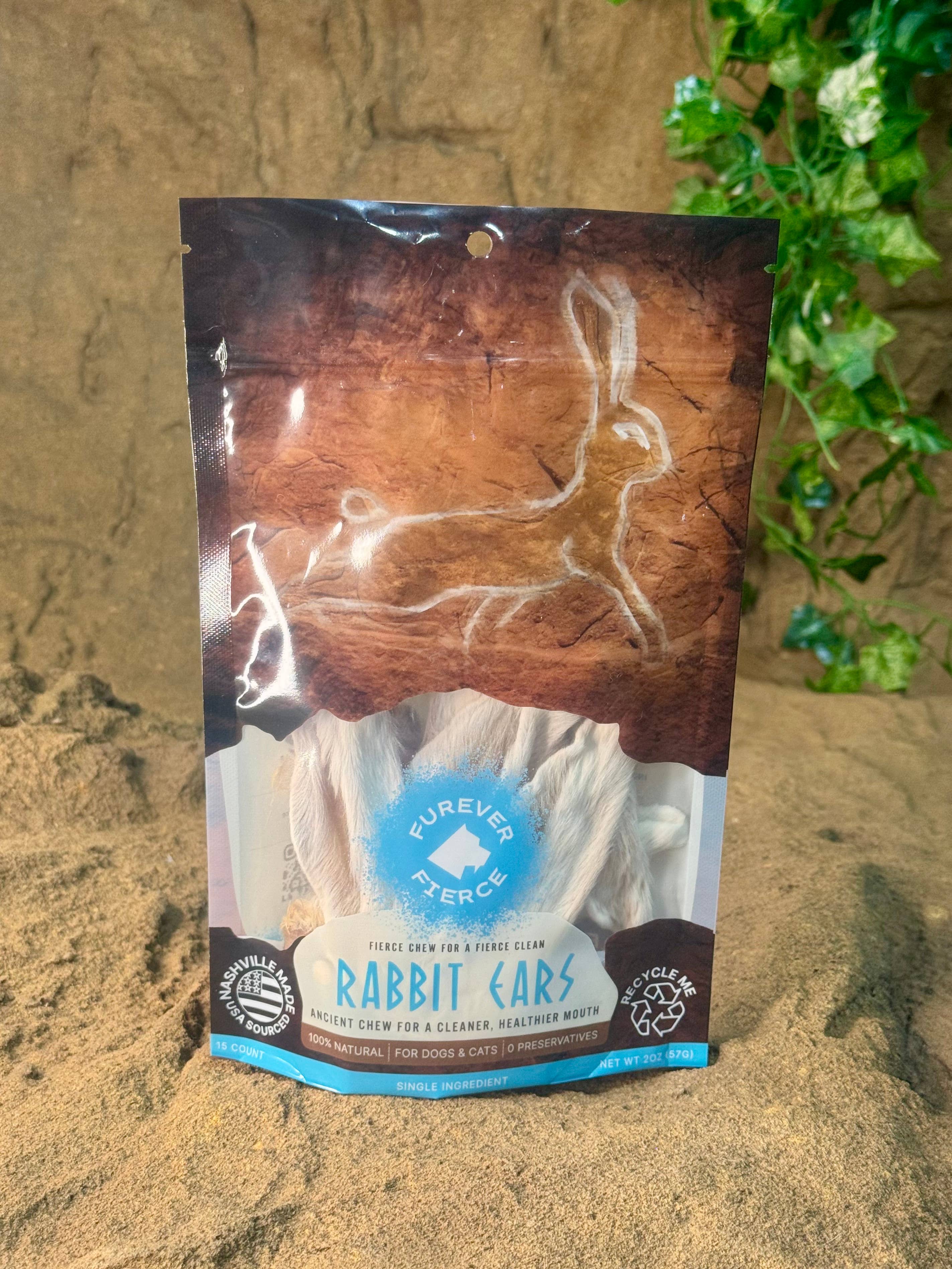 Furever Fierce (formerly Furever Primal) - Wholesale Pet Bone/Rawhide - Dog - Rabbit Ears Bag of 5 Dog/Cat Chew: Natural 1 Ingredient1