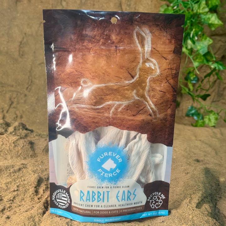 Furever Fierce (formerly Furever Primal) - Wholesale Pet Bone/Rawhide - Dog - Rabbit Ears Bag of 5 Dog/Cat Chew: Natural 1 Ingredient1