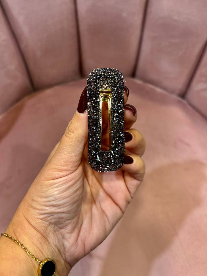 BASIC COLLECTION - Rectangle barrette BLACK for wholesale by JATOBA DESIGN