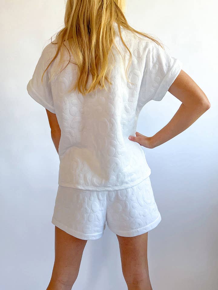White New T-shirt three-quarter pants set simple casual suit for wholesale on Faire