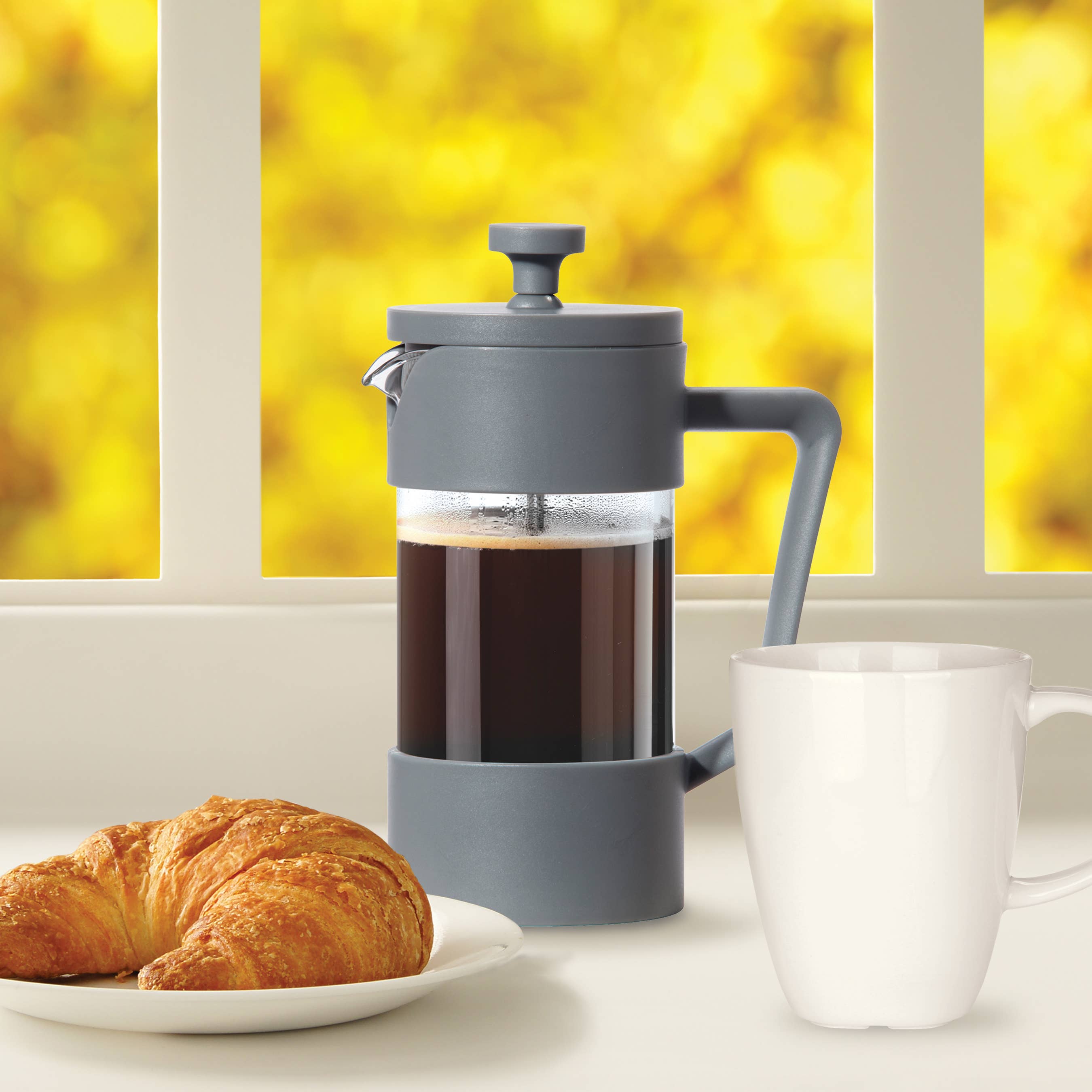 Oggi – Großhandel French Press – French Press 3-Tassen-Kaffeemaschine (350 ml, 12 oz) Grau3