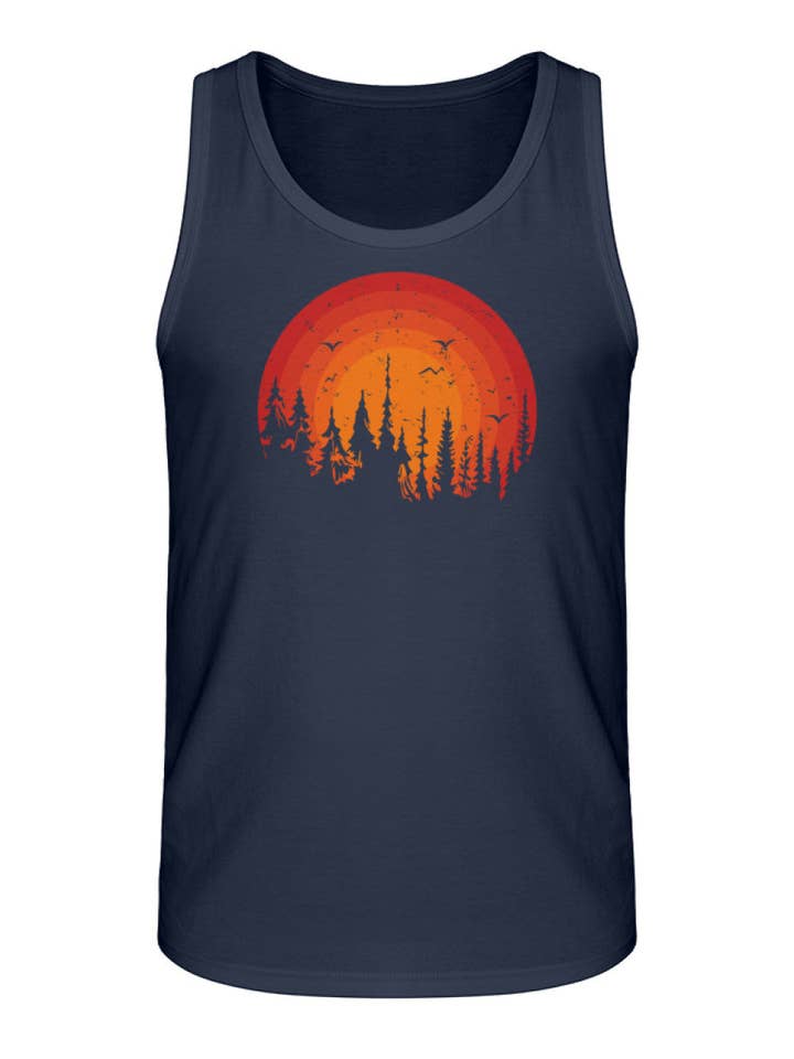 Zonsondergang in het bos - premium biologische tanktop voor heren voor wholesale door Uwaldu