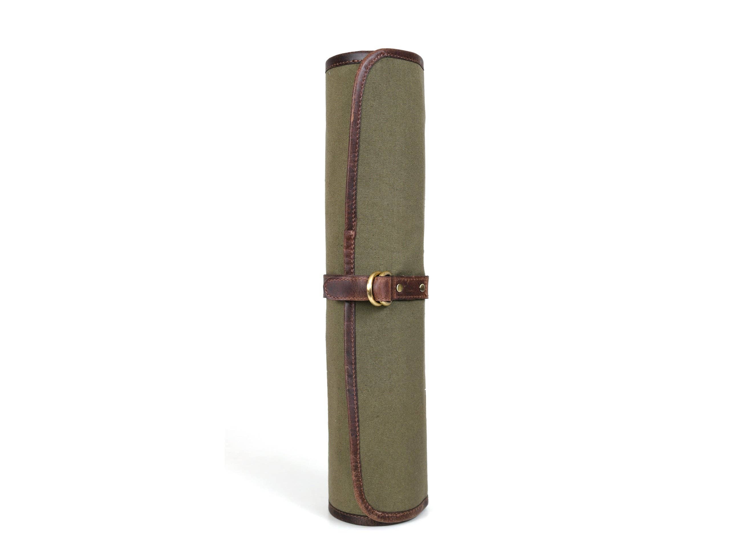TLG Canada - Vendita all'ingrosso Portacoltelli - Coltello da cuoco in pelle Iris Roll verde oliva a 5 slot (KR-64)5