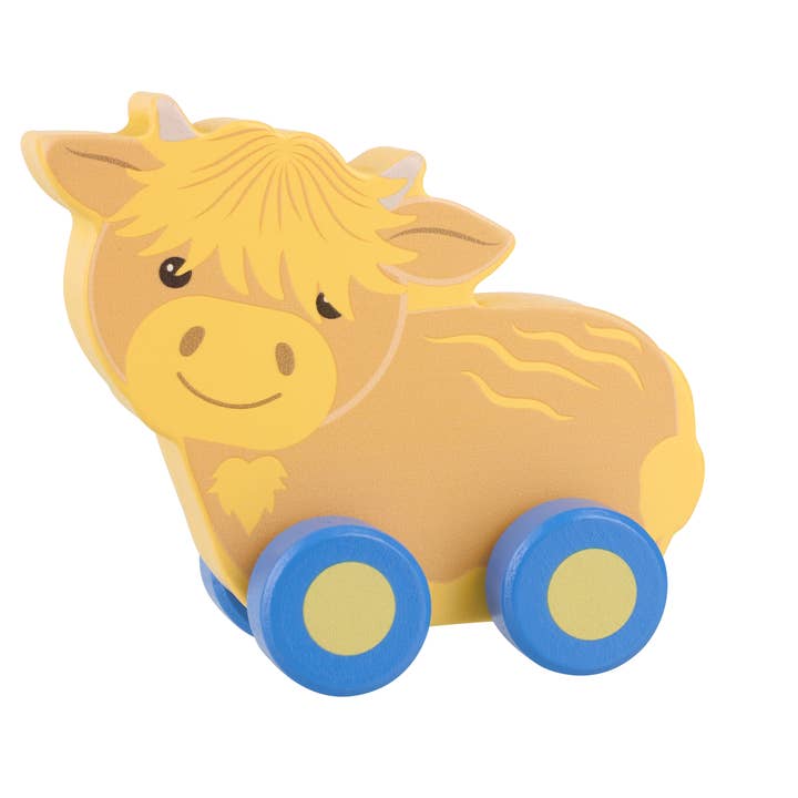 Orange Tree Toys - Wholesale Wood Toy - Kids - Highland Cow Wooden First Push Toy