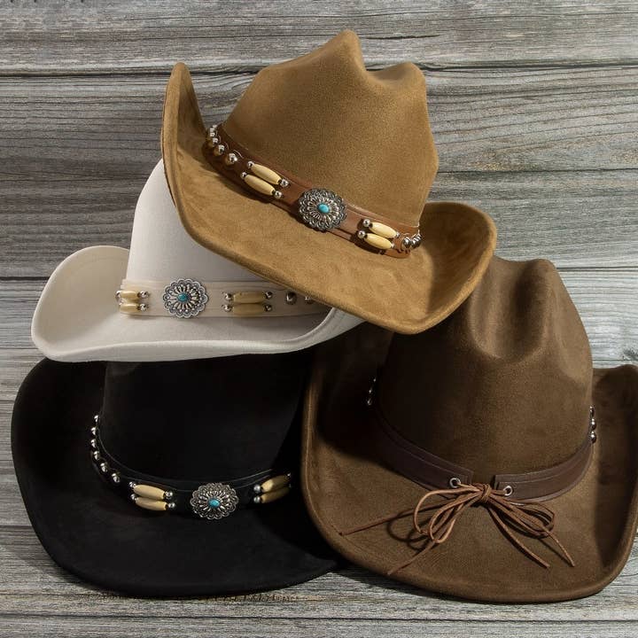 Western Concho Belt Strap Cowboy Hat for wholesale by Collections by Fame Accessories