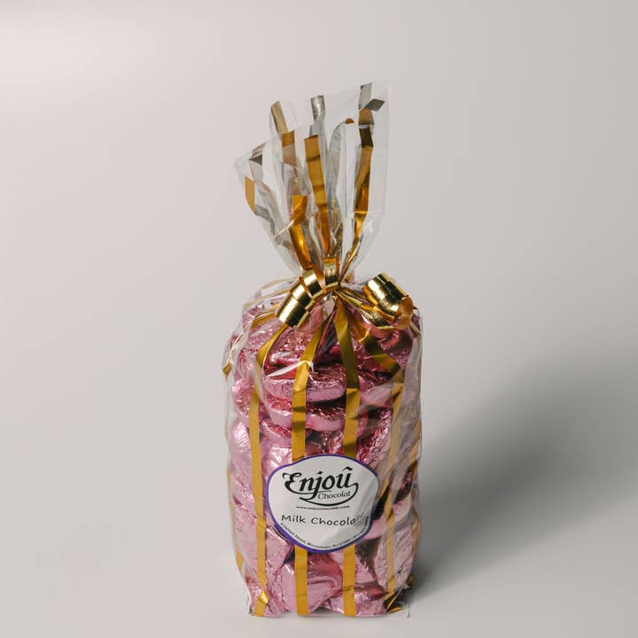 One Pound of Chocolate Foiled Hearts for wholesale by Enjou Chocolat