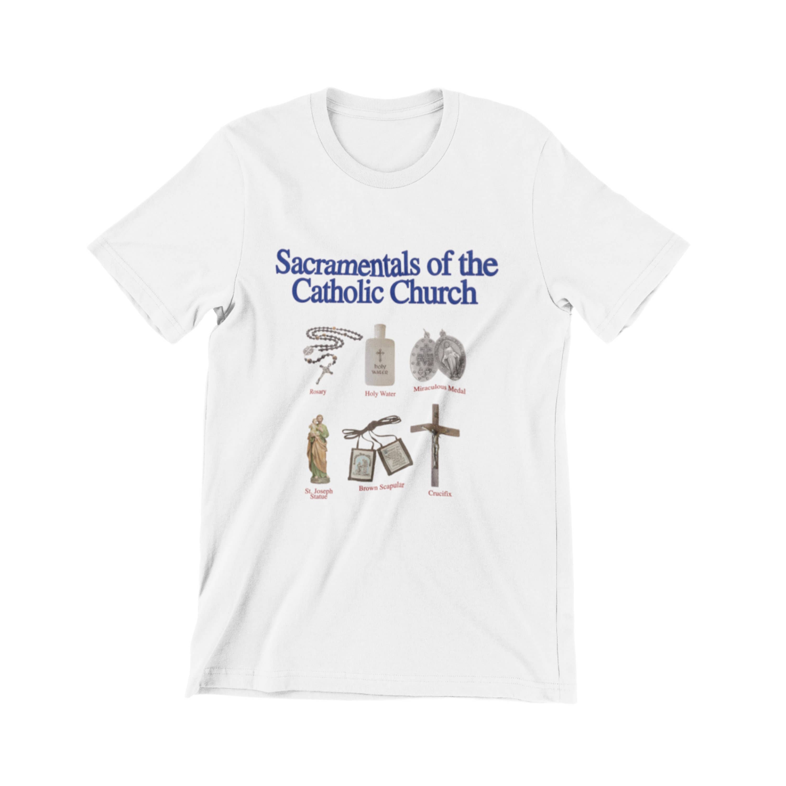 NVC Ecommerce LLC – wholesale T-shirt (graphic) – unisex – Sacramentals of the Catholic Church Shirt, Catholic T-shirt0